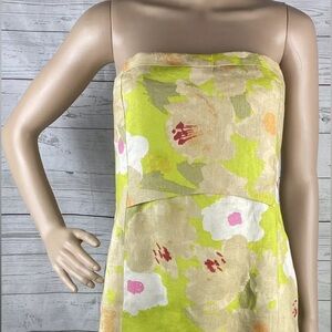 J Crew strapless linen floral dress